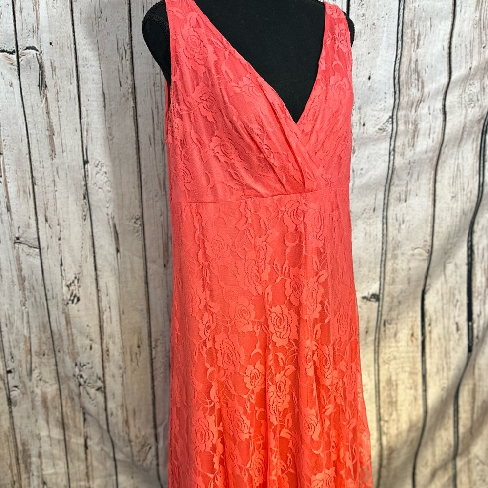 Coral lace overlay dress